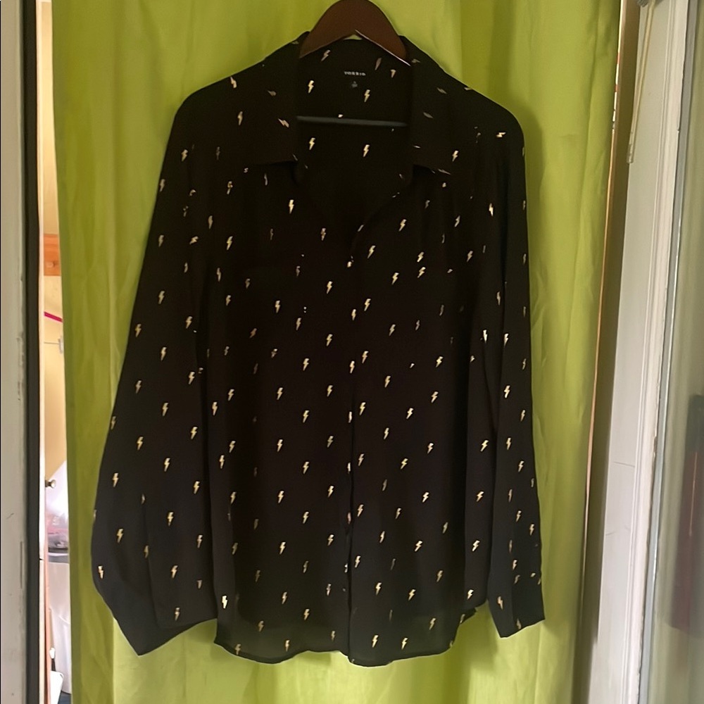 Torrid Black and Gold Blouse with Relaxed Fit